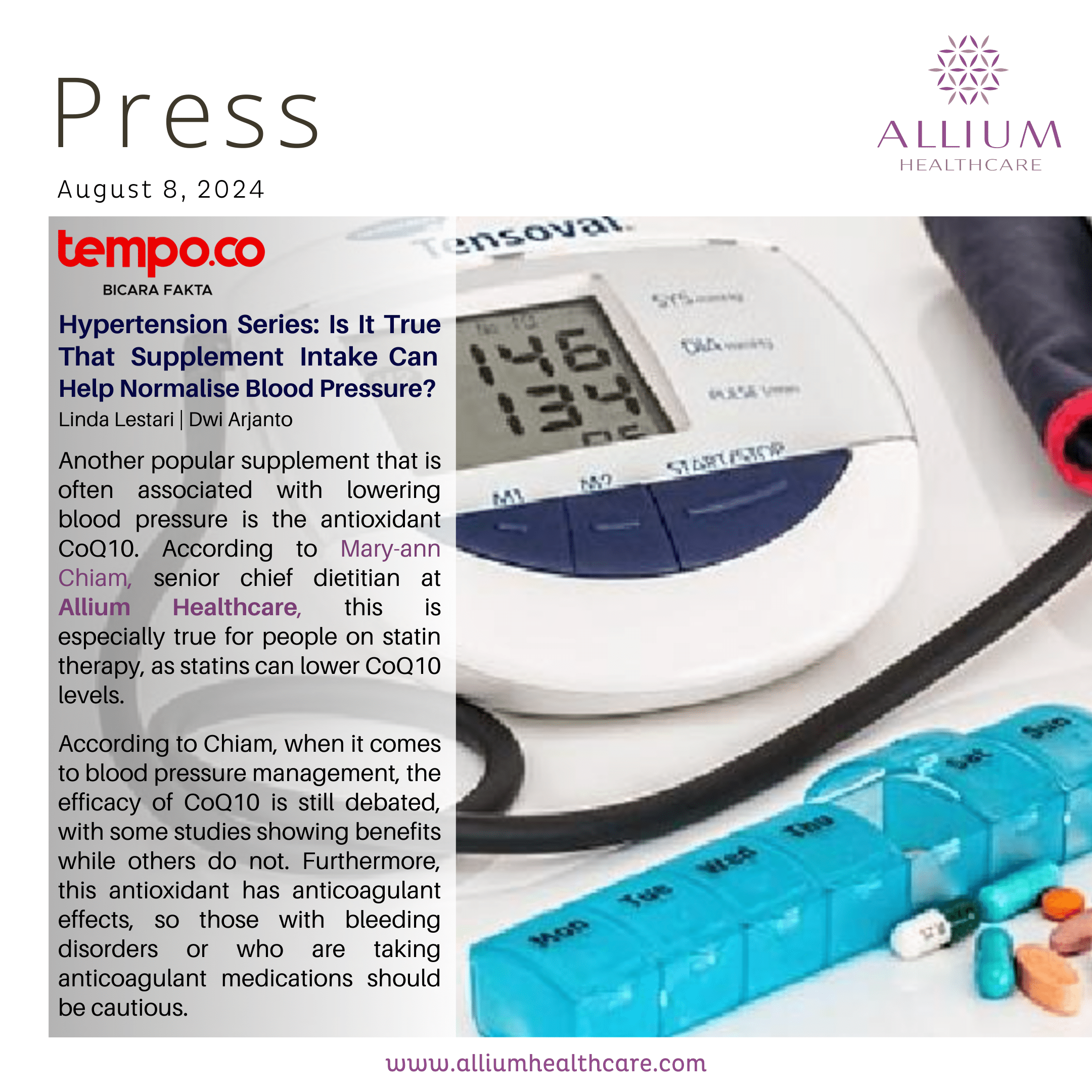 Hypertension Series: Supplement Intake
